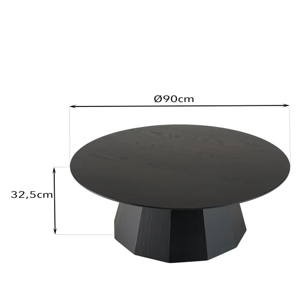 Table basse moderne ronde bois - métal noir CORUMBA