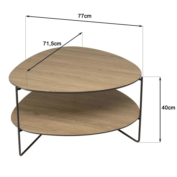 Table basse organique double plateau couleur bois LANDAISE