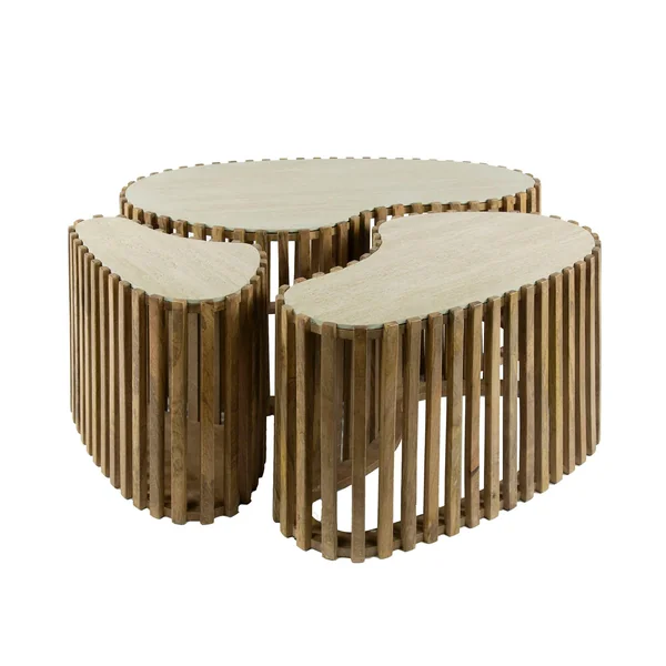 Table basse organique en bois et céramique (lot de 3) ASCOLI