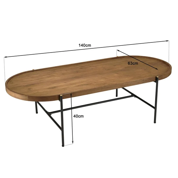 Table basse ovale en teck et métal 140 cm SWING