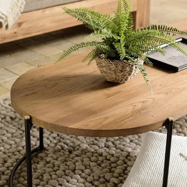 Table basse ovale en teck recyclé et métal 164 cm SWING