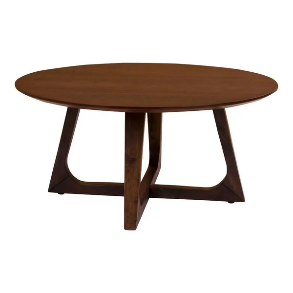 Table basse ronde vintage placage noyer LILLEHAMMER