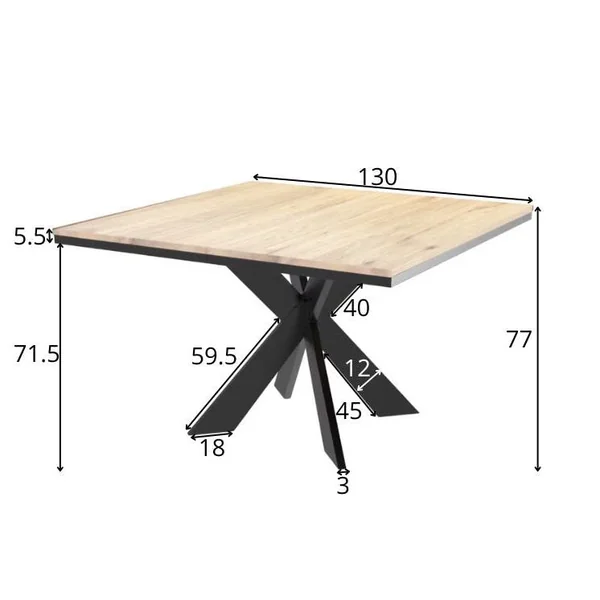 Table carrée extensible en chêne huilé 130 cm PALERME