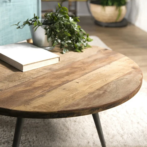 Table d'appoint ronde teck recyclé métal PM SWING