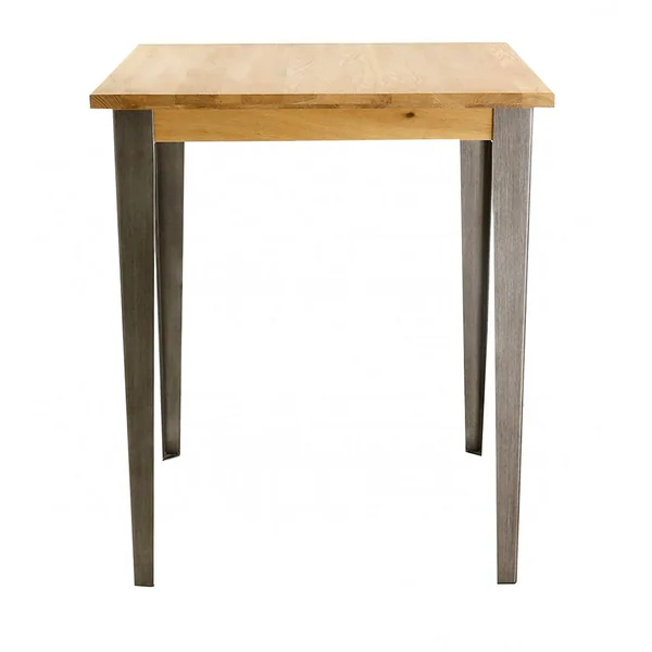 Table de bar carrée en chêne massif et pieds acier 90x90 cm - Manny