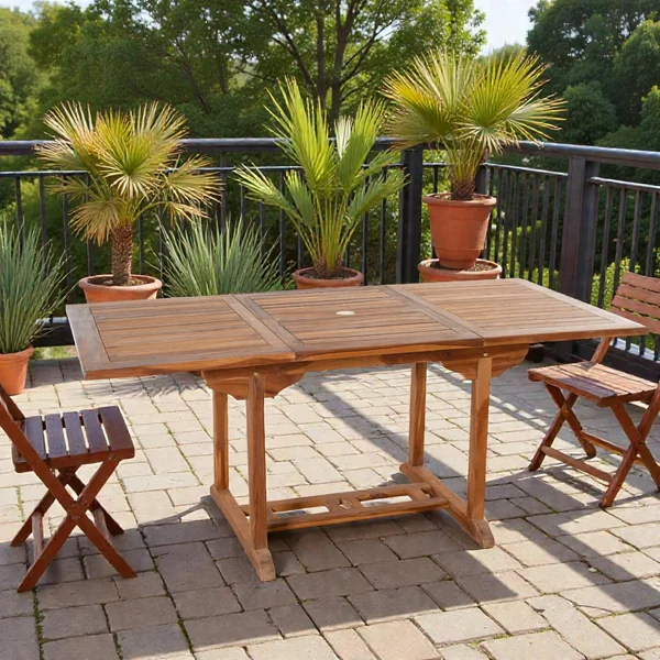 Table de jardin en teck huilé rectangle extensible 120/180x90x75 MACAO