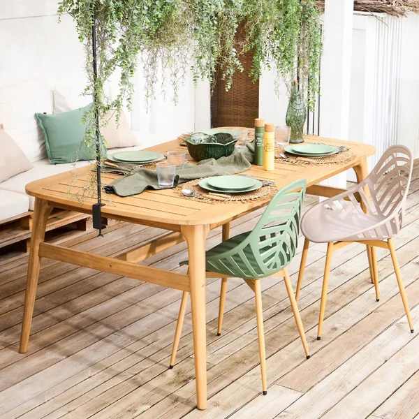 Table de jardin extensible en acacia naturel 180(+40cm)x100cm - Cavalo