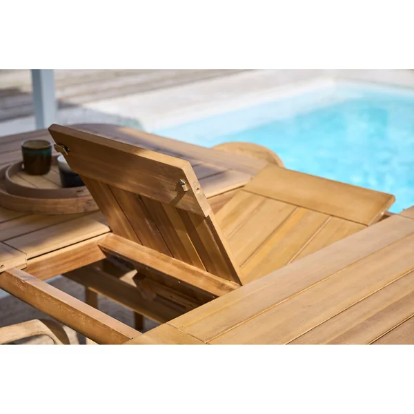 Table de jardin extensible en acacia naturel 180(+40cm)x100cm - Cavalo
