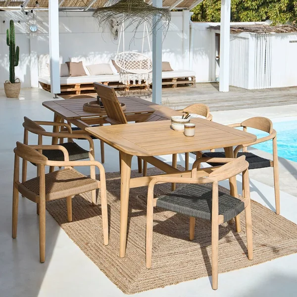 Table de jardin extensible en acacia naturel 180(+40cm)x100cm - Cavalo