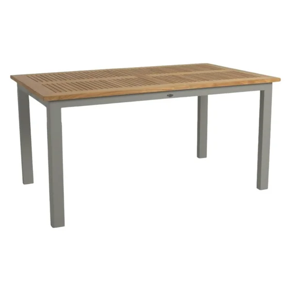 Table de jardin extensible en aluminium gris sable et teck 152/210 cm OSLO