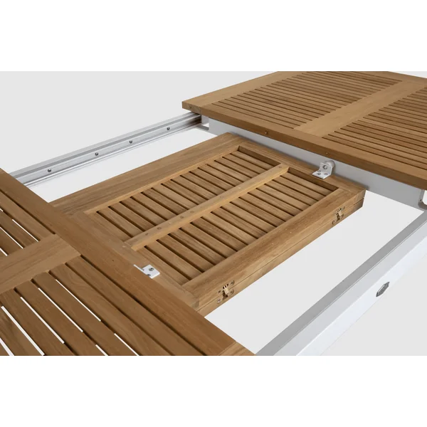 Table de jardin extensible en aluminium gris sable et teck 152/210 cm OSLO