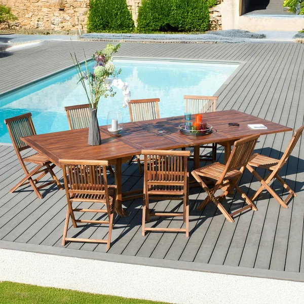 Table de jardin extensible en Teck huilé massif 200/300x120x75cm MACAO