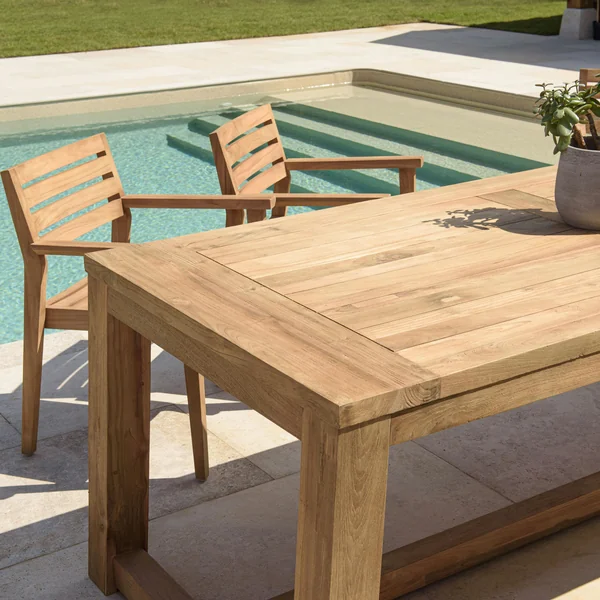 Table de jardin pieds inclinés teck recyclé naturel 300 cm MANY