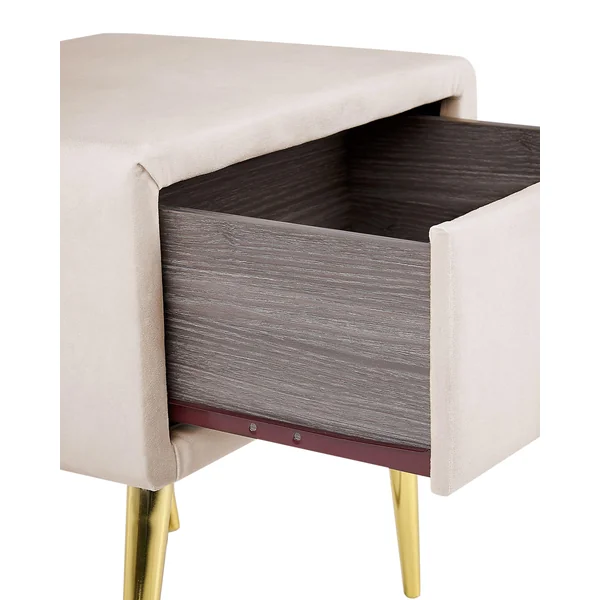 Table de nuit à 1 tiroir FLAYAT Velours Beige clair