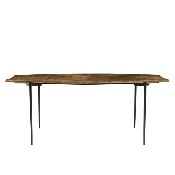 Table de repas forme oblongue bois recyclé chevrons 200 cm KORKAI