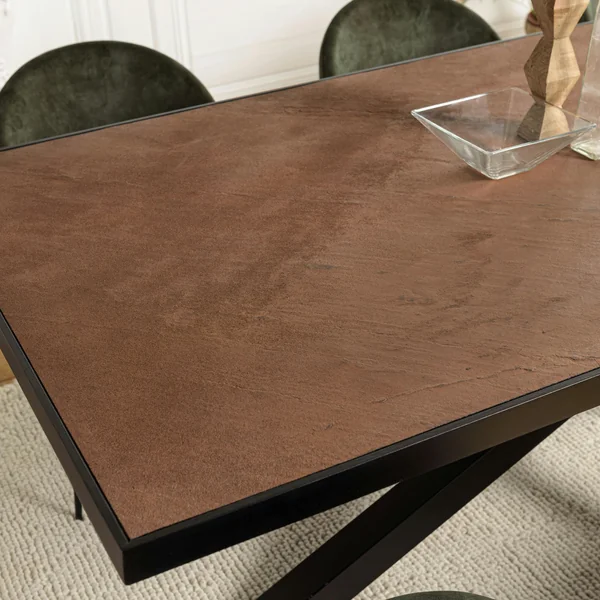 Table de repas rectangulaire bois effet pierre rouille 220 cm BIHAR