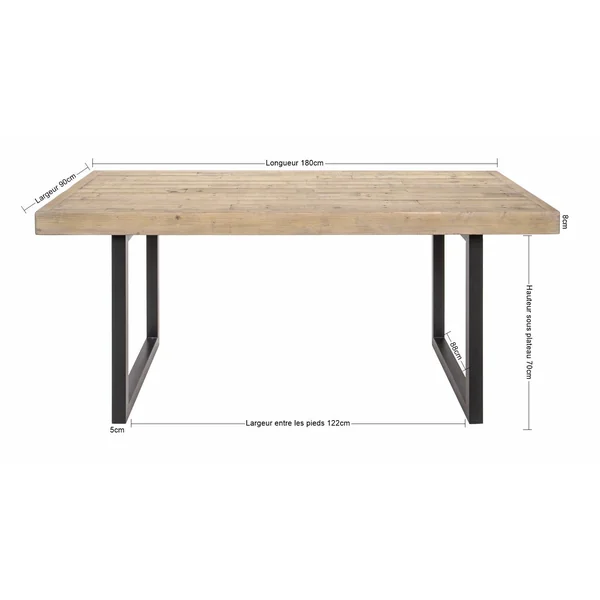 Table de salle à manger en bois recyclé 180 cm AUCKLAND