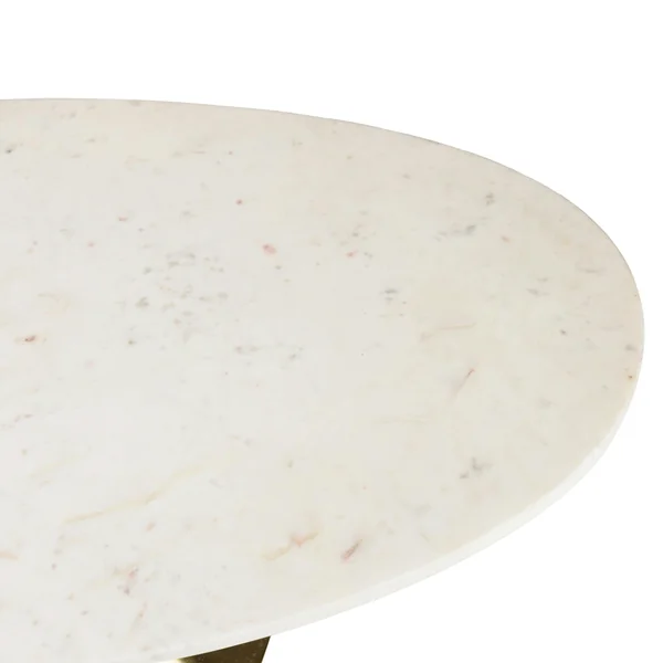 Table de salon ovale marbre blanc et pied doré ZALA