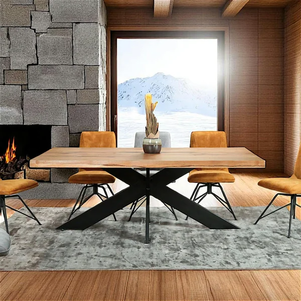 Table extensible en chêne huilé avec bords naturels 200 cm PALERME