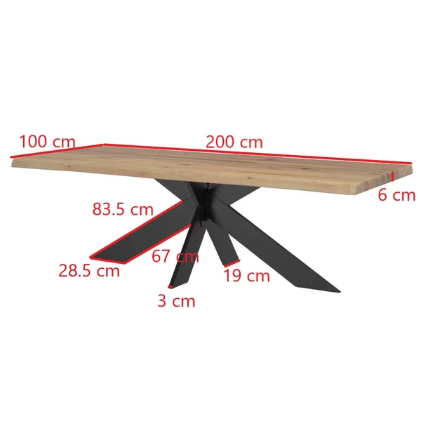Table extensible en chêne huilé avec bords naturels 200 cm PALERME
