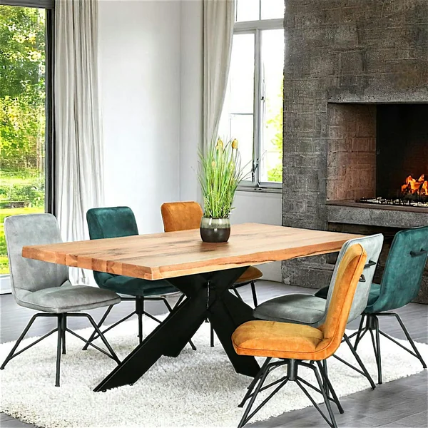 Table extensible en chêne huilé avec bords naturels 200 cm PALERME