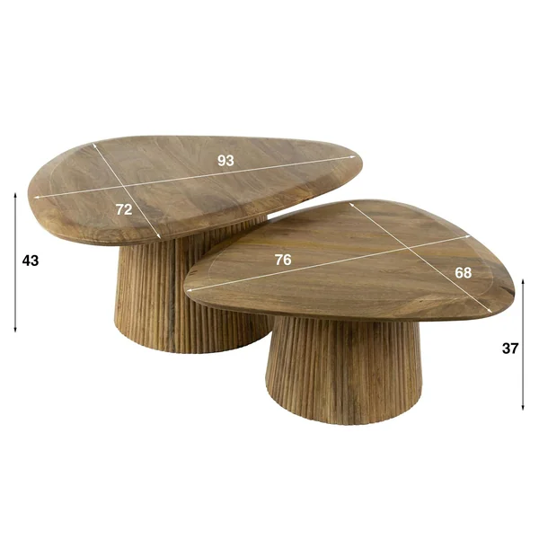 Table gigogne en bois de manguier avec plateau triangulaire (lot de 2) CREEK