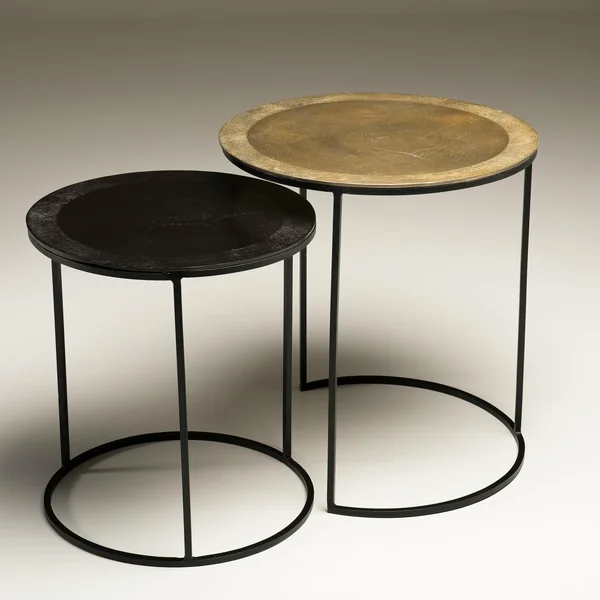 Table gigogne ronde noir et or (lot de 2) ZALA