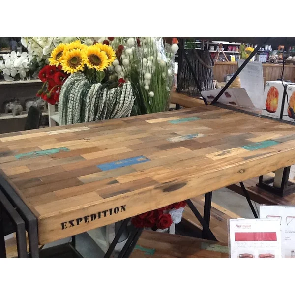 Table mange debout rectangle bois recyclé 180x90 CARAVELLE