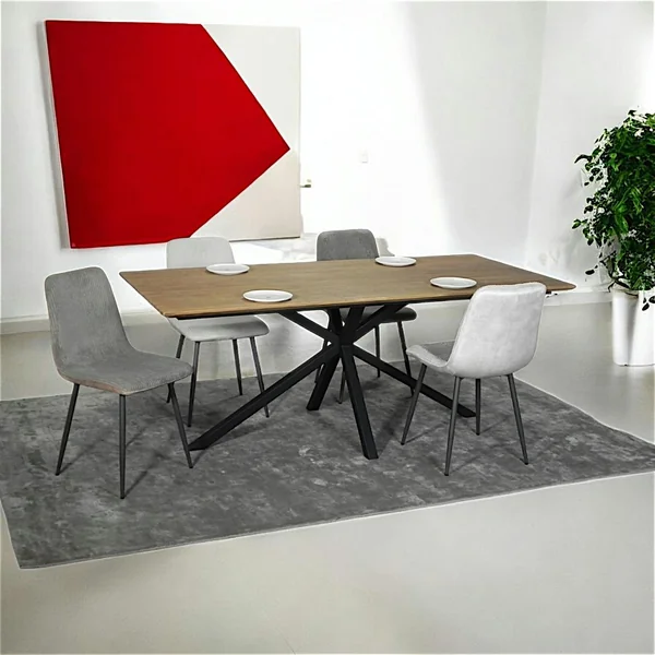 Table pied central en bois de teck recyclé 2 m DEPOK