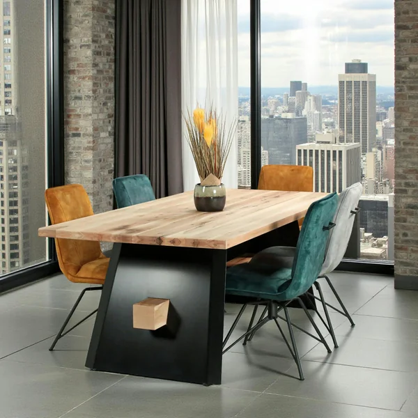 Table rectangulaire en chêne blanc avec poutre centrale 200 cm CORNWALL