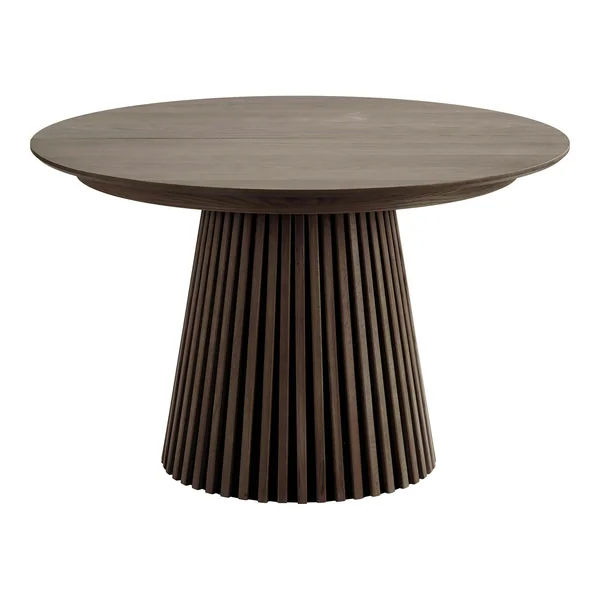 Table ronde extensible en chêne brun avec piètement baguette (2 rallonges incluses) ø120 cm / 160 cm / 200 cm AMSTERDAM