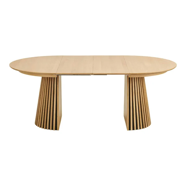 Table ronde extensible en chêne clair avec piètement baguette (2 rallonges incluses) ø120 cm / 160 cm / 200 cm AMSTERDAM