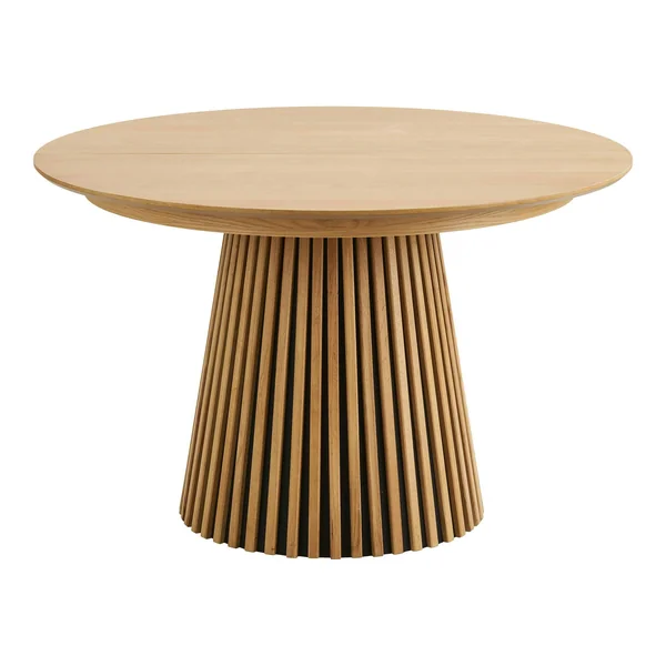 Table ronde extensible en chêne clair avec piètement baguette (3 rallonges incluses) ø120 cm /160 cm / 200 cm / 240 cm AMSTERDAM