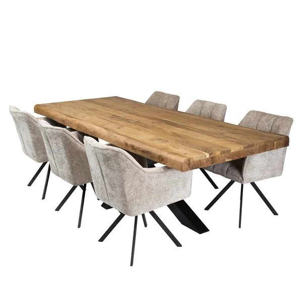 Table salle à manger bois massif pied mikado 240 cm MELBOURNE