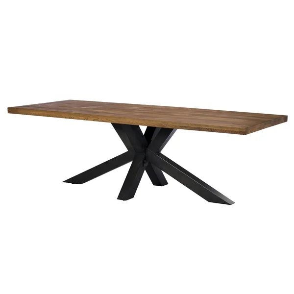 Table salle à manger bois métal pied croisé 200 cm OKA