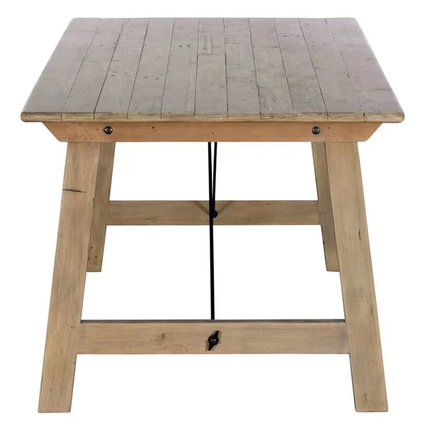 Table à manger en bois recyclé clair tréteaux 200 cm SALERNE