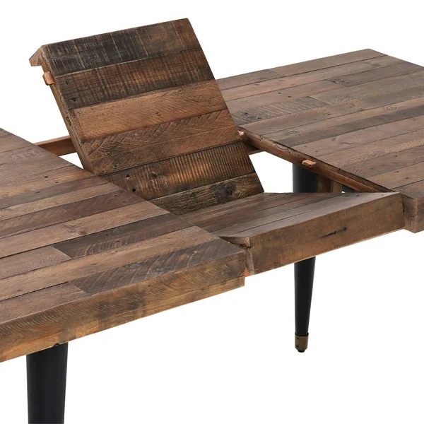 Table à manger extensible bois recyclé piètement effet laiton vieilli 140-180 cm ADÉLAÏDE