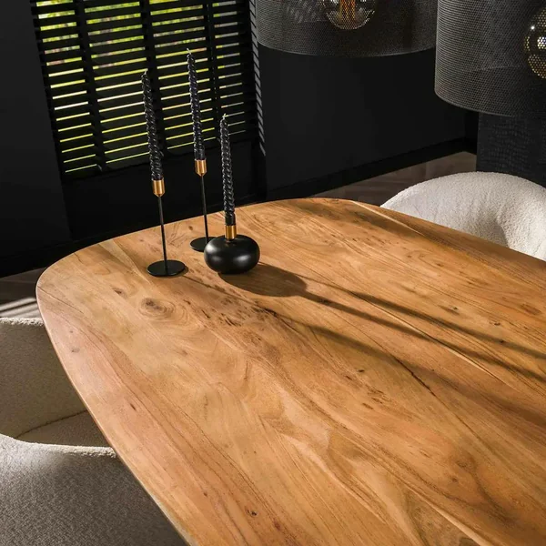 Table à manger extensible à bords ronds en bois d'acacia 175-275 cm MELBOURNE