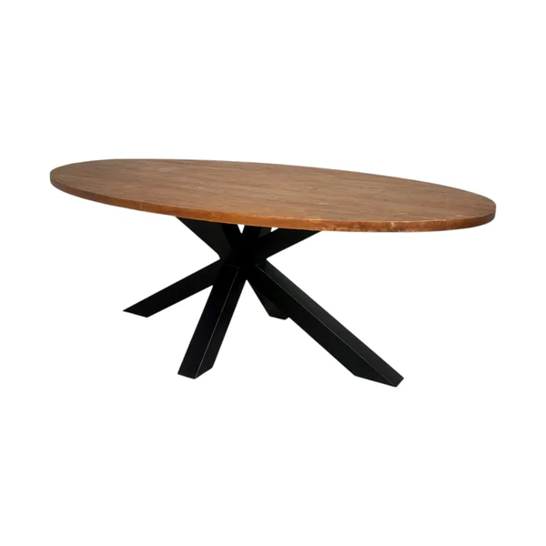 Table à manger ovale en bois de teck recyclé 220 cm ONTARIO