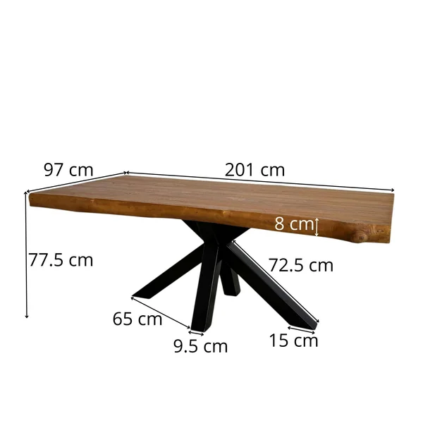 Table à manger rectangulaire bois de teck 200 cm TIMOR
