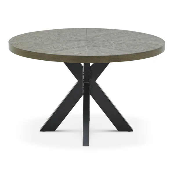 Table à manger ronde en marqueterie de chêne 120 cm ARLINGTON