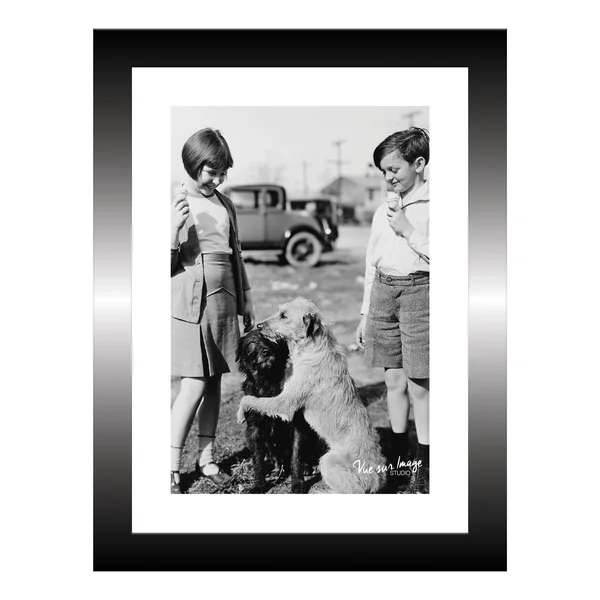 TABLEAU 15X20CM BAGUETTE NOIRE VINTAGE ENFANT