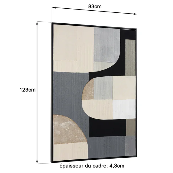 Tableau contemporain mix de formes géométriques 83 x 123 cm