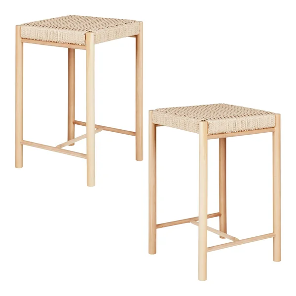 Tabouret de bar en bois et corde tressée (lot de 2) MENDOZA