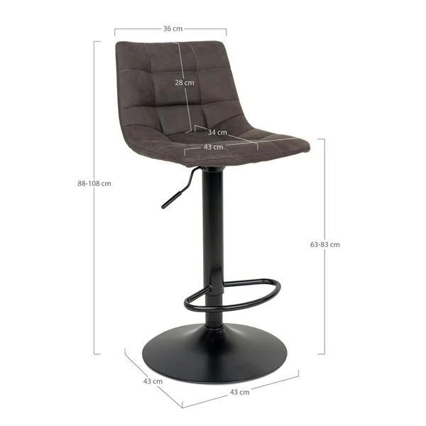 Tabouret de bar réglable en hauteur, gris foncé (lot de 2) SAVONE
