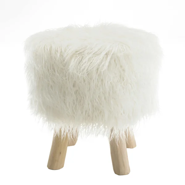 Tabouret rond effet fourrure et pieds bois TIM