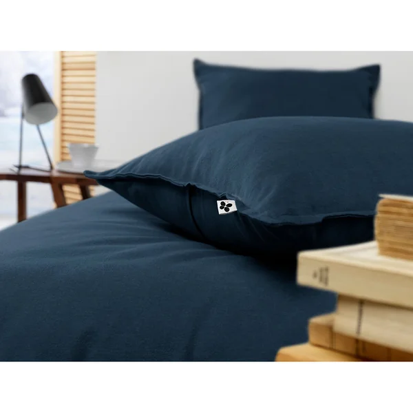 Taie d'oreiller en flanelle de coton bleu nuit 50x70cm - Candice