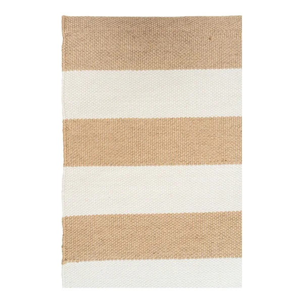 Tapis d'extérieur écoresponsable - rayures beige/blanc MENDOZA