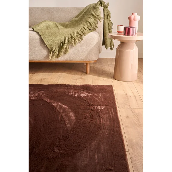 Tapis en fausse fourrure marron 160x230cm - Nube