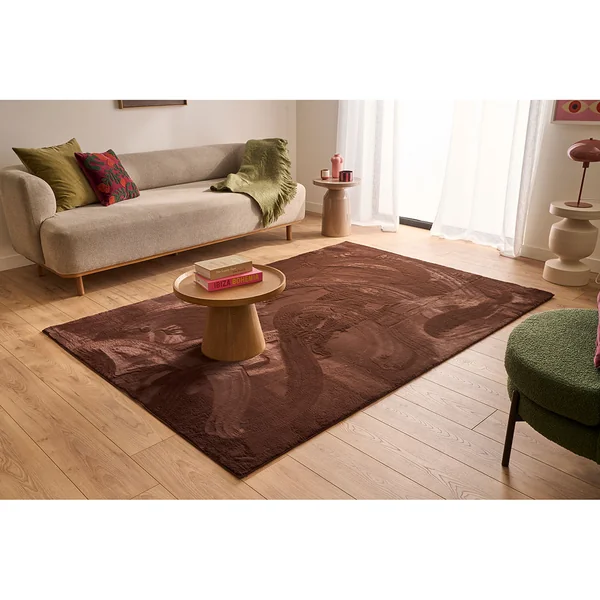Tapis en fausse fourrure marron 160x230cm - Nube